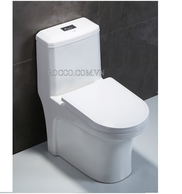 Thiết kế đơn giản, màu trắng tuyết sang trọng, bề mặt men phủ nano chống bám bẩn, dễ lau chùi, bồn cầu một khối mã số RC90 thương hiệu ROCCO thuộc tập đoàn thiết bị vệ sinh của Hàn quốc tạo nên phong cách riêng cho phòng tắm nhà bạn.